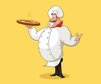 比萨厨师卡通标志